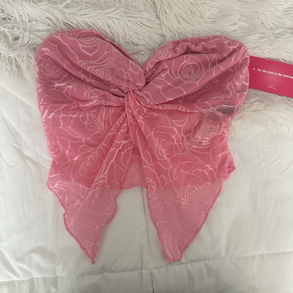 Women’s Sheer Pink Strapless Going out top crop top